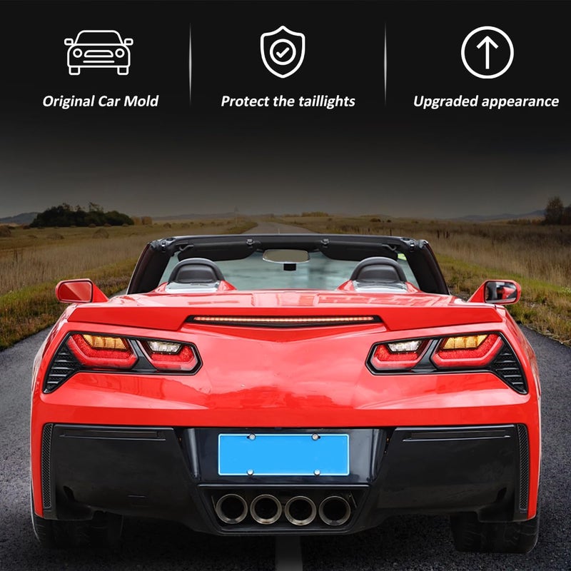 JONKOKO ABS Black Rear Tail Light Lens Taillight Kit Fit for Chevrolet Corvette C7 2014-2019 Car Exterior Taillight Protection Cover Accessories (Style B) - Image 4